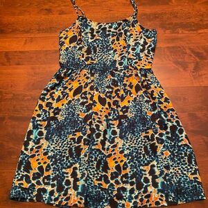 Kensie Women's Mini Dress with Orange and Blue Print